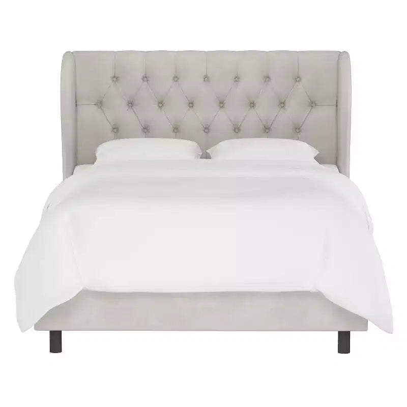 Tufted Velvet Upholstered Wingback Bed