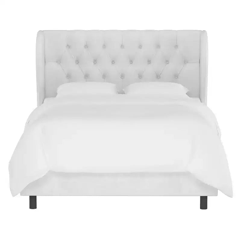 Tufted Velvet Upholstered Wingback Bed