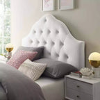 Sovereign-hoofdbord voor queensize bed, met ruitvormige knopen en slijtvast fluweel