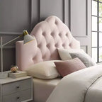 Sovereign-hoofdbord voor queensize bed, met ruitvormige knopen en slijtvast fluweel