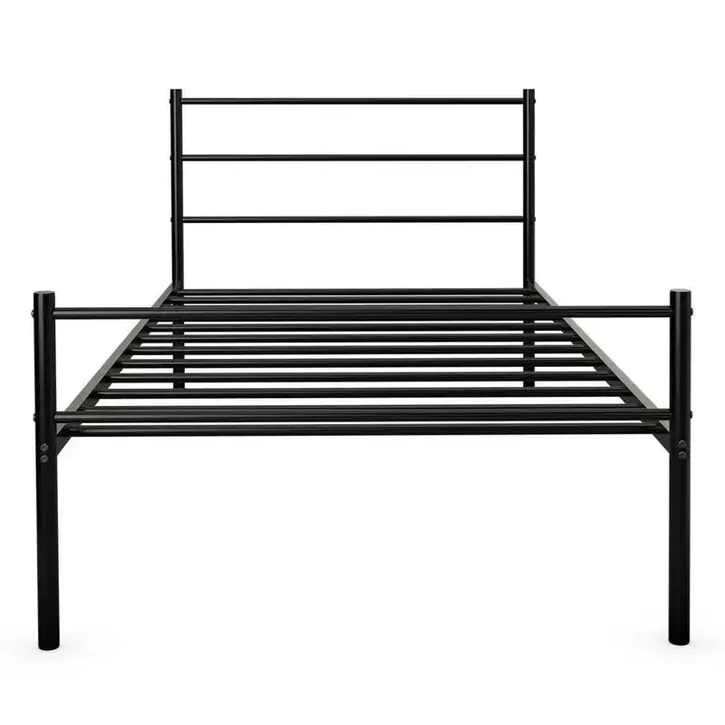 Twin Size Metal Bed Frame Platform Mattress Foundation W/ Headboard Black