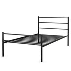 Metalen platformbedframe voor eenpersoonsmatras met matrasbodem en hoofdbord, zwart