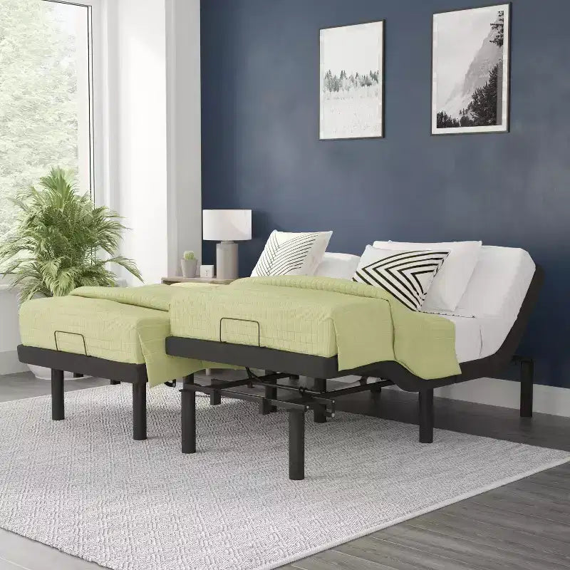 Selene Adjustable Upholstered Bed Base with Wireless Remote, Three Leg Heights, & Independent Head/Foot Incline