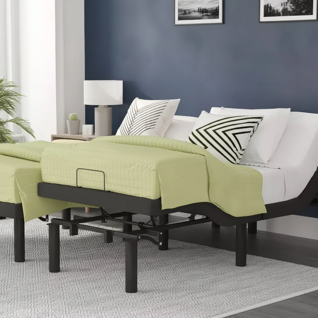 Selene Adjustable Upholstered Bed Base with Wireless Remote, Three Leg Heights, & Independent Head/Foot Incline
