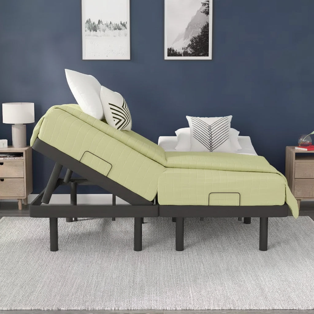 Selene Adjustable Upholstered Bed Base with Wireless Remote, Three Leg Heights, & Independent Head/Foot Incline