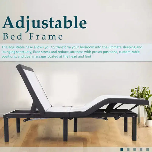 15" Adjustable Bed Frame Base with 3 Programmable Positions, Head And Foot Incline, LED Ambient Lighting, White