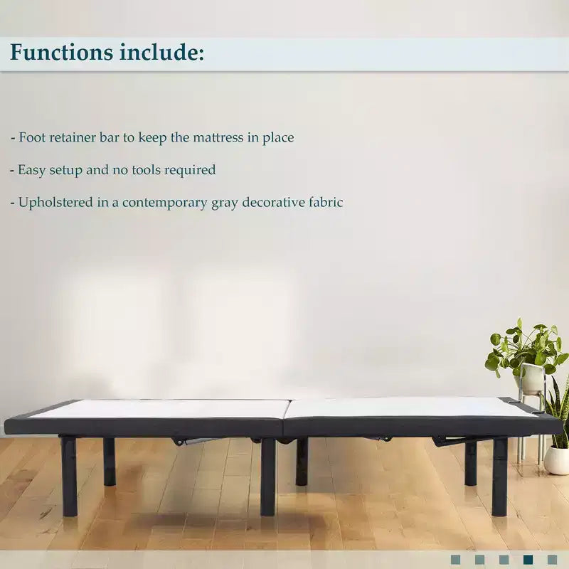 15" Adjustable Bed Frame Base with 3 Programmable Positions, Head And Foot Incline, LED Ambient Lighting, White