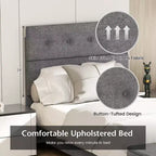 Full Upholstered Bed Frame with Ottoman Storage Linen Button Tufted Headboard