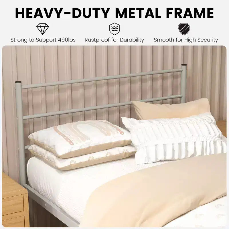 Twin Metal Bed Frame Mattress Foundation No Box Spring Needed