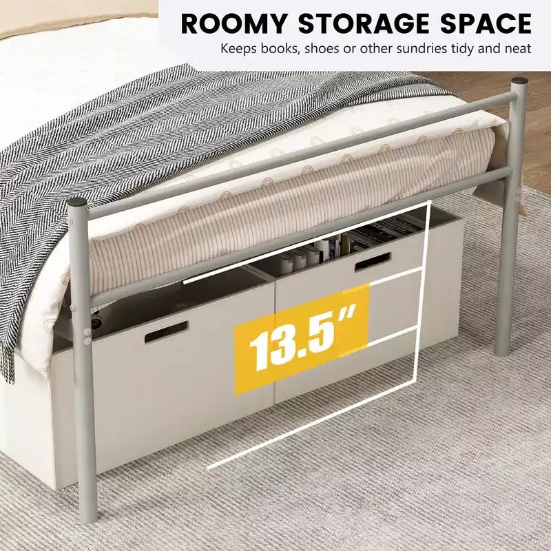 Twin Metal Bed Frame Mattress Foundation No Box Spring Needed