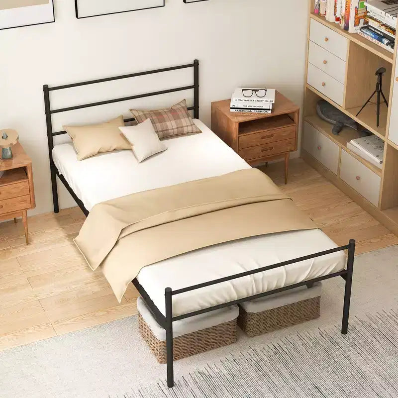 Twin Metal Bed Frame Mattress Foundation No Box Spring Needed