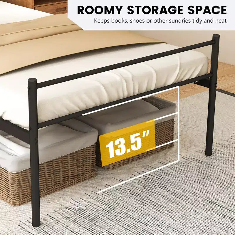 Twin Metal Bed Frame Mattress Foundation No Box Spring Needed