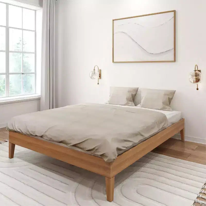 Solid Wood Queen Platform Bed Frame