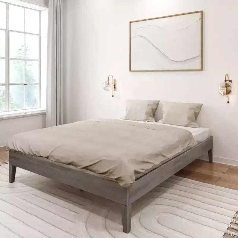 Solid Wood Queen Platform Bed Frame