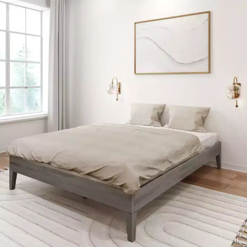 Solid Wood Queen Platform Bed Frame