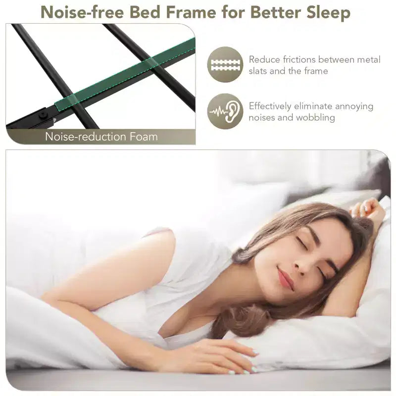 Full/Queen Size Metal Platform Bed Frame w/ Headboard Mattress Foundation