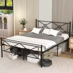 Metalen platformbedframe in Full/Queen-formaat met hoofdbord en matrasbodem