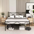 Metalen platformbedframe in Full/Queen-formaat met hoofdbord en matrasbodem