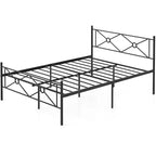 Metalen platformbedframe in Full/Queen-formaat met hoofdbord en matrasbodem