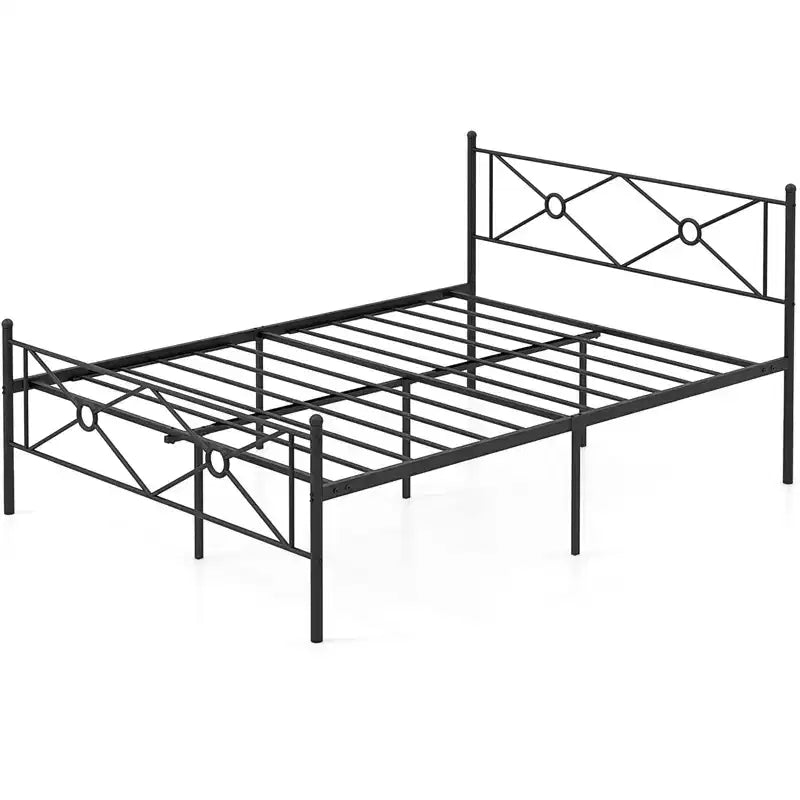 Full/Queen Size Metal Platform Bed Frame w/ Headboard Mattress Foundation