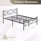 Metalen platformbedframe in Full/Queen-formaat met hoofdbord en matrasbodem