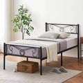 Whizmax Bed Frame Platform with Headboard and Footboard Metal Bed Mattress Foundation with Storage, No Box Spring Needed, Black