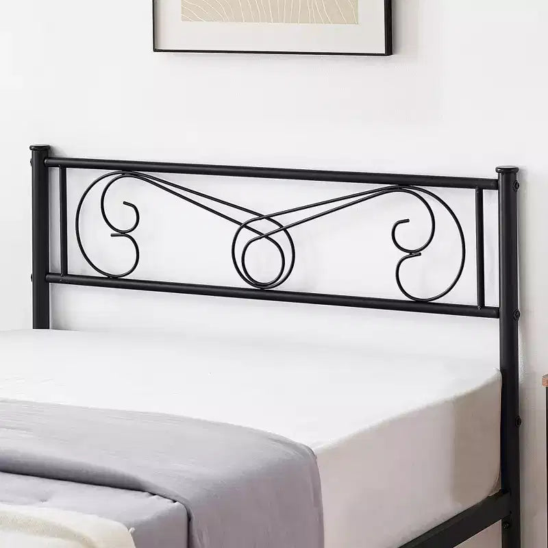 Bed Frame Platform with Headboard and Footboard Metal Bed Mattress Foundation with Storage, No Box Spring Needed, Black