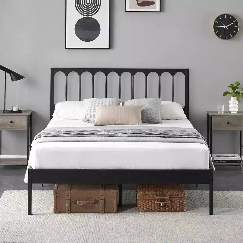 14 inch Bed Frame Metal Platform Mattress Foundation with Headboard, No Box Spring Needed, Easy Assembly