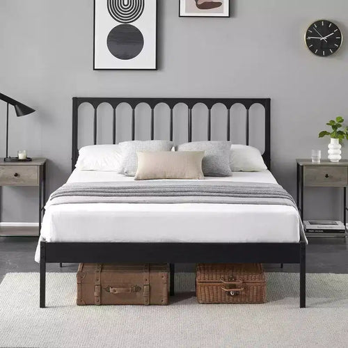 14 inch Bed Frame Metal Platform Mattress Foundation with Headboard, No Box Spring Needed, Easy Assembly
