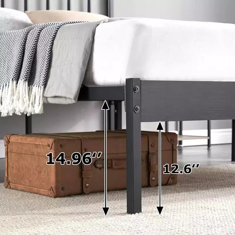 14 inch Bed Frame Metal Platform Mattress Foundation with Headboard, No Box Spring Needed, Easy Assembly