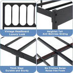 14 inch Bed Frame Metal Platform Mattress Foundation with Headboard, No Box Spring Needed, Easy Assembly