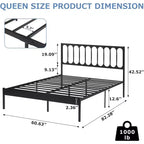 14 inch Bed Frame Metal Platform Mattress Foundation with Headboard, No Box Spring Needed, Easy Assembly